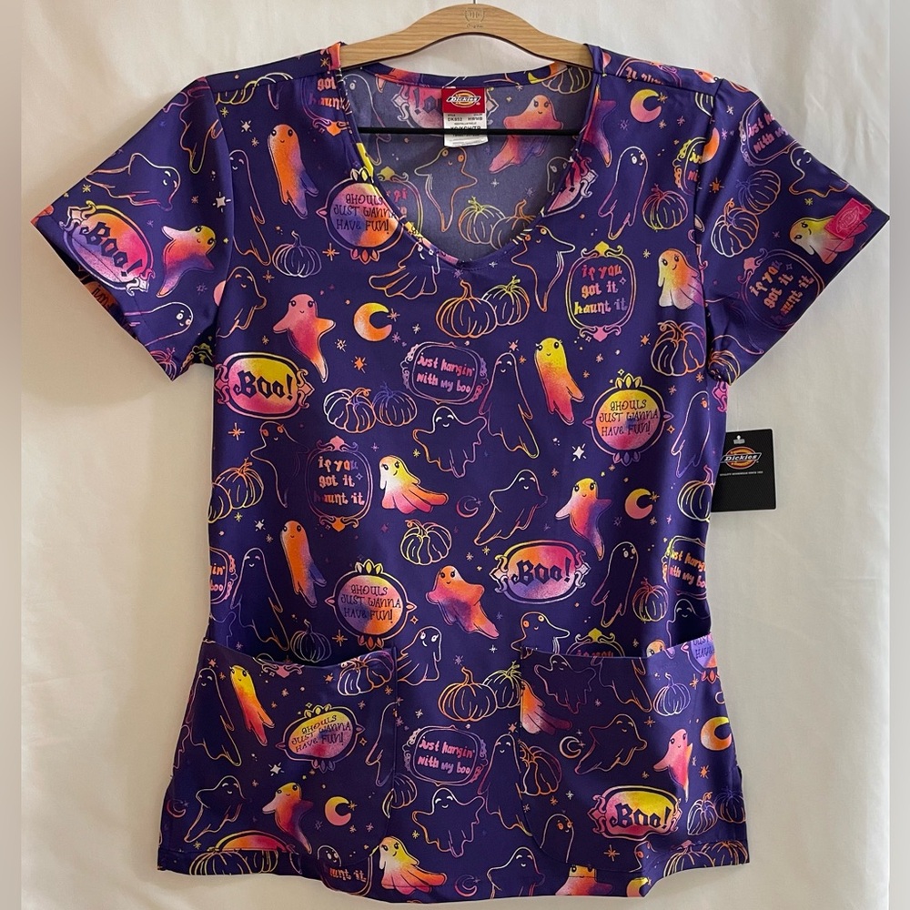 Dickies Women's Halloween Scrub Top Size XS